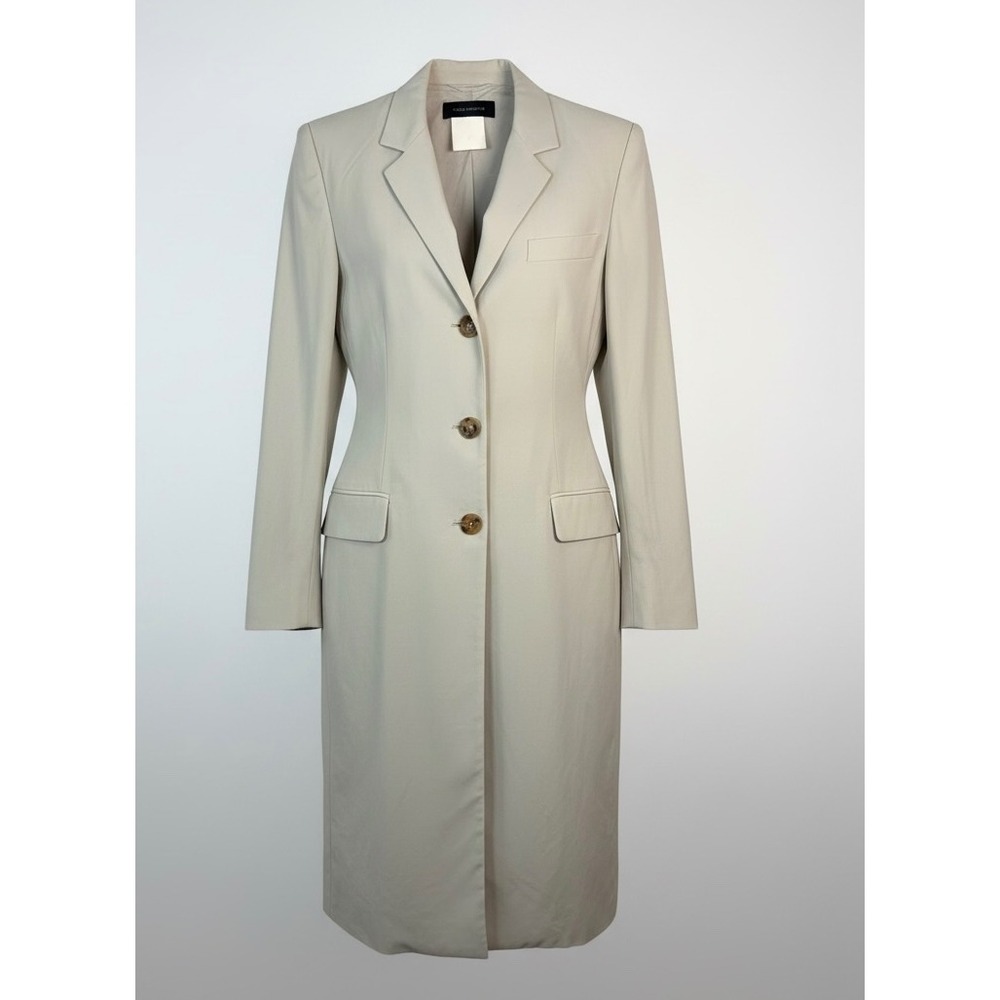 Piazza Sempione Beige Longline Blazer Coat Italy XS/S Minimalist Tortoise Button